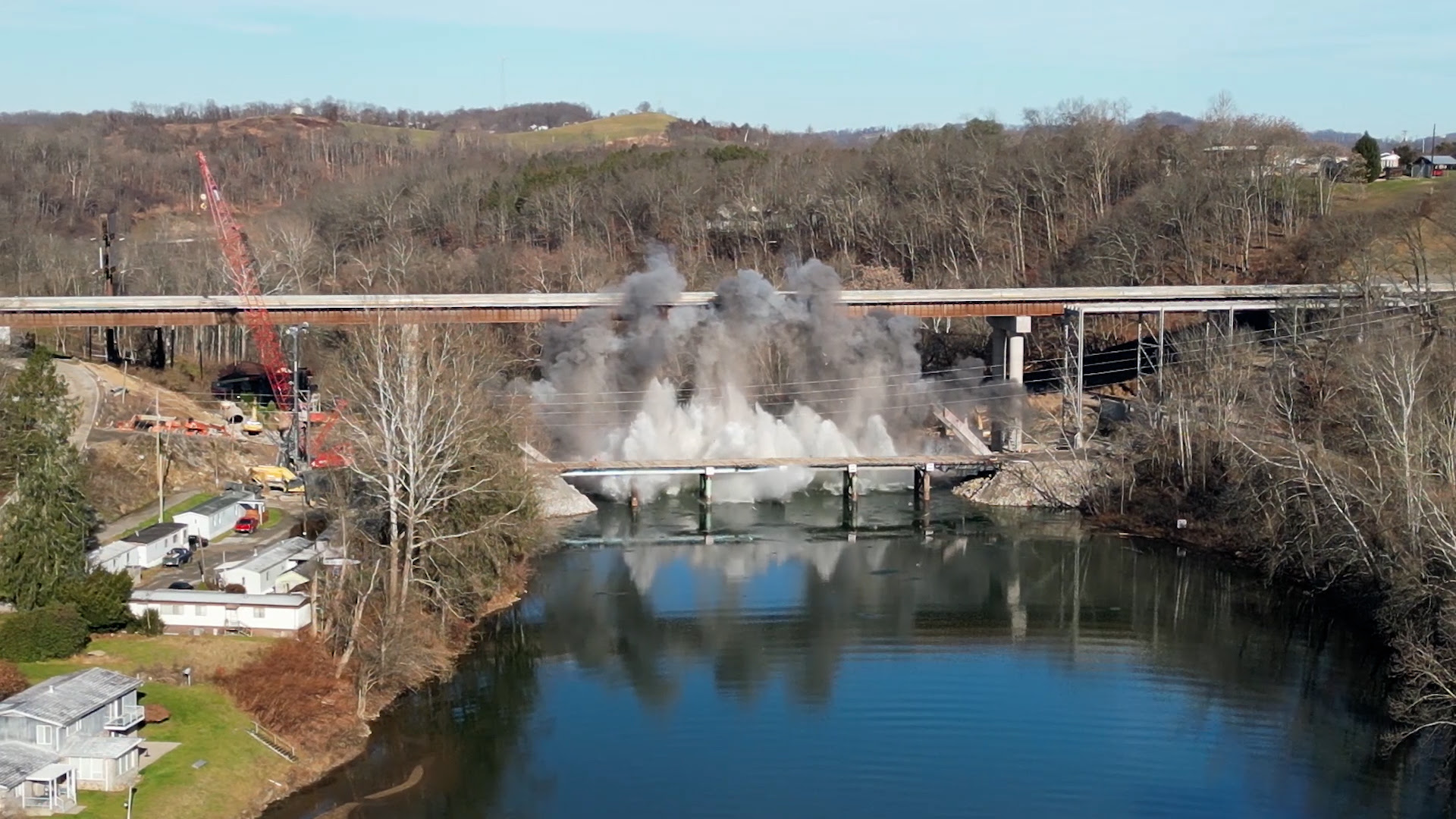 WVDOH demolishes northbound span of South Fairmont West Virginia Arch Bridge as part of I79